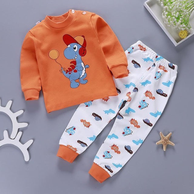 Kids Pajamas Sets Baby Boys Girls Cotton Long Sleeved