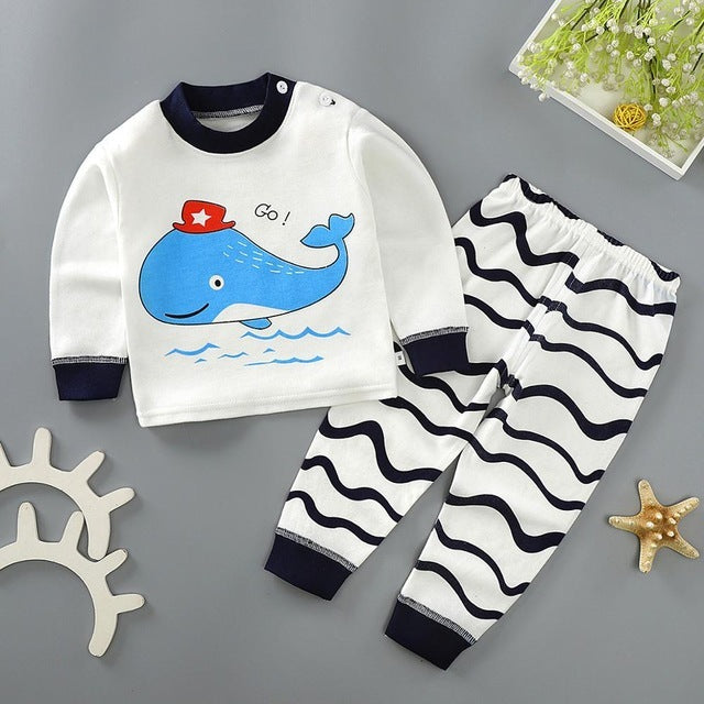 Kids Pajamas Sets Baby Boys Girls Cotton Long Sleeved