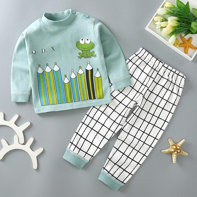 Kids Pajamas Sets Baby Boys Girls Cotton Long Sleeved