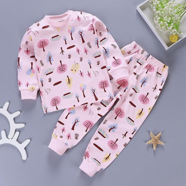 Kids Pajamas Sets Baby Boys Girls Cotton Long Sleeved