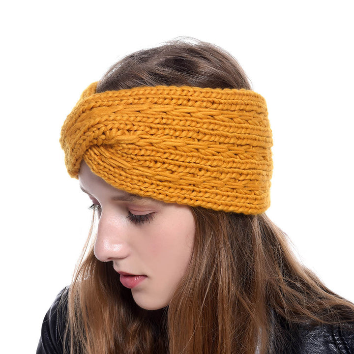 Acrylic Thick Wool Knitted Headband Diagonally Crossed Hair Accessories For Women