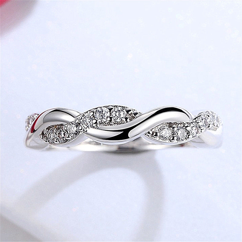 New Row Of Diamond Twist Ring Women Fashion