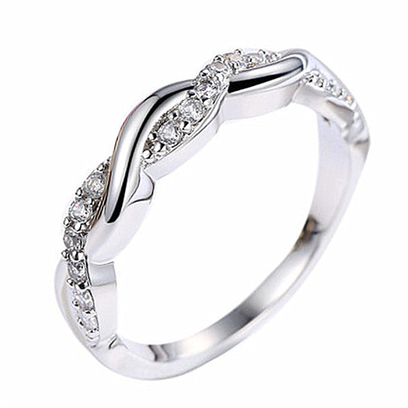 New Row Of Diamond Twist Ring Women Fashion