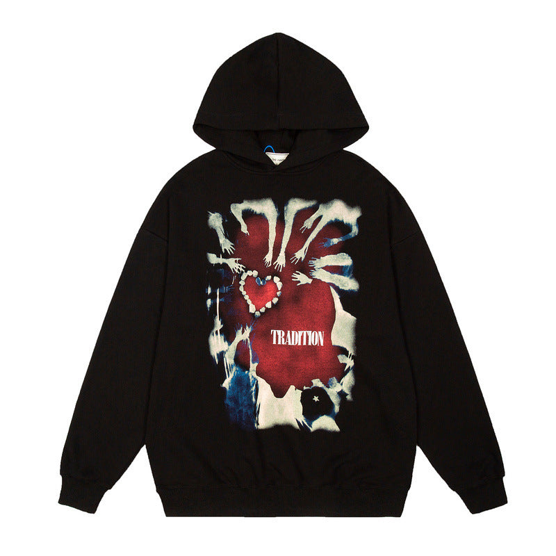 High Street Hip Hop Graffiti Print Hoodie