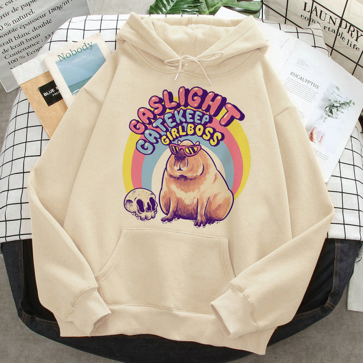 Capybara Hoodies Female Korean Hip Hop Anime Harajuku Women H