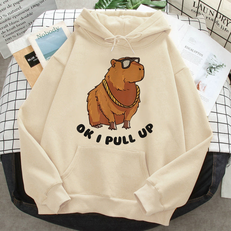 Capybara Hoodies Female Korean Hip Hop Anime Harajuku Women H