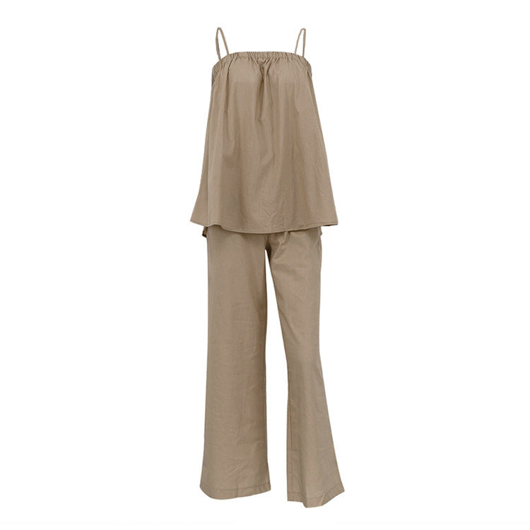 Puffy Camisole Wide-leg Pants Hot Girl Suit